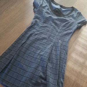 Cute, short blue and black dress.
